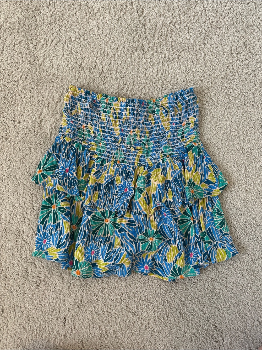 Sadie & Sage Teal Multi-Color Smocked Top